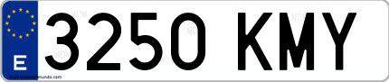 Ejemplo de matrícula española 3250 KMY