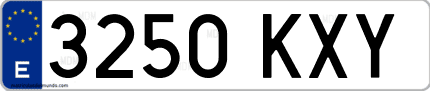 Ejemplo de matrícula de coche ordinaria 3250 KXY