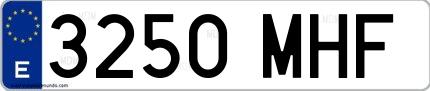 Ejemplo de matrícula española 3250 MHF