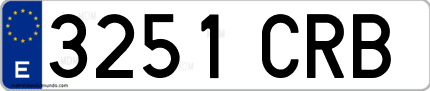 Ejemplo de matrícula de coche ordinaria 3251 CRB