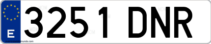 Ejemplo de matrícula de coche ordinaria 3251 DNR