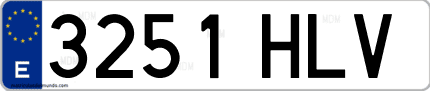 Ejemplo de matrícula de coche ordinaria 3251 HLV