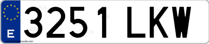 Ejemplo de matrícula de coche ordinaria 3251 LKW