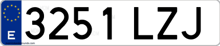 Ejemplo de matrícula de coche ordinaria 3251 LZJ