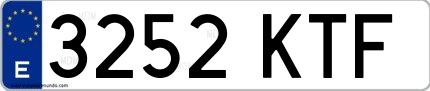 Ejemplo de matrícula española 3252 KTF