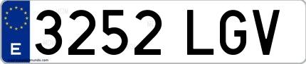 Ejemplo de matrícula española 3252 LGV