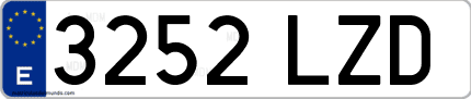 Ejemplo de matrícula de coche ordinaria 3252 LZD