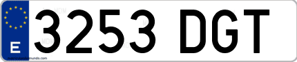 Ejemplo de matrícula de coche ordinaria 3253 DGT