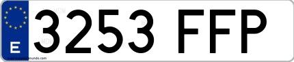 Ejemplo de matrícula española 3253 FFP