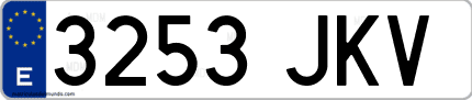 Ejemplo de matrícula de coche ordinaria 3253 JKV