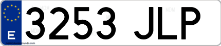 Ejemplo de matrícula de coche ordinaria 3253 JLP