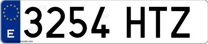 Ejemplo de matrícula española 3254 HTZ