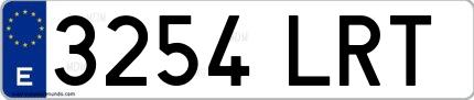 Ejemplo de matrícula española 3254 LRT