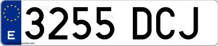 Ejemplo de matrícula española 3255 DCJ