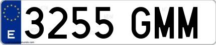 Ejemplo de matrícula española 3255 GMM