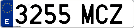 Ejemplo de matrícula de coche ordinaria 3255 MCZ