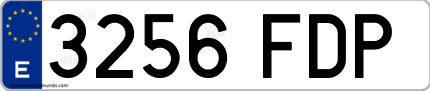 Ejemplo de matrícula de coche ordinaria 3256 FDP