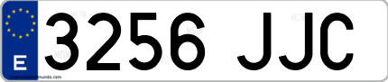 Ejemplo de matrícula de coche ordinaria 3256 JJC