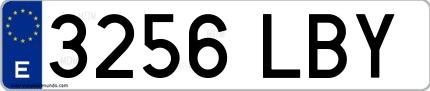 Ejemplo de matrícula española 3256 LBY