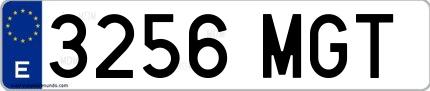 Ejemplo de matrícula española 3256 MGT