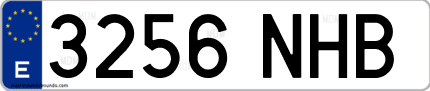 Ejemplo de matrícula de coche ordinaria 3256 NHB