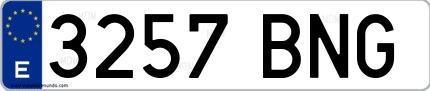 Ejemplo de matrícula española 3257 BNG