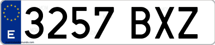 Ejemplo de matrícula de coche ordinaria 3257 BXZ