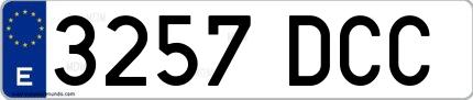 Ejemplo de matrícula española 3257 DCC
