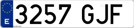 Ejemplo de matrícula española 3257 GJF