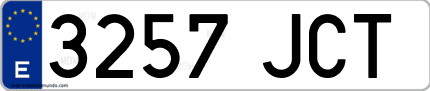 Ejemplo de matrícula de coche ordinaria 3257 JCT