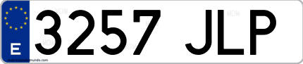 Ejemplo de matrícula de coche ordinaria 3257 JLP