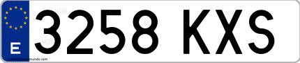 Ejemplo de matrícula española 3258 KXS