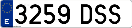 Ejemplo de matrícula de coche ordinaria 3259 DSS