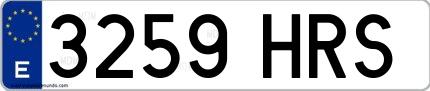 Ejemplo de matrícula española 3259 HRS