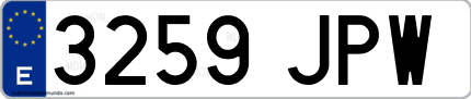 Ejemplo de matrícula de coche ordinaria 3259 JPW