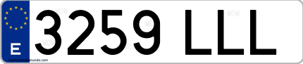 Ejemplo de matrícula de coche ordinaria 3259 LLL