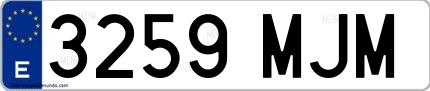 Ejemplo de matrícula española 3259 MJM