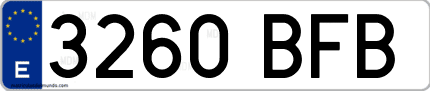 Ejemplo de matrícula de coche ordinaria 3260 BFB