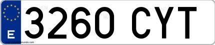 Ejemplo de matrícula española 3260 CYT