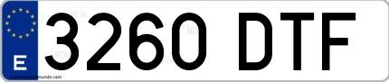 Ejemplo de matrícula española 3260 DTF