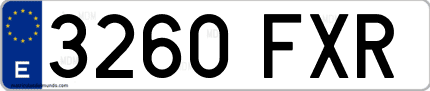 Ejemplo de matrícula de coche ordinaria 3260 FXR