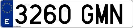 Ejemplo de matrícula española 3260 GMN