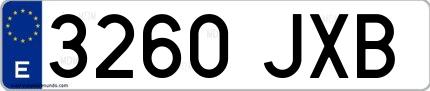 Ejemplo de matrícula española 3260 JXB