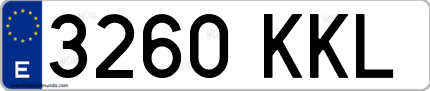 Ejemplo de matrícula de coche ordinaria 3260 KKL
