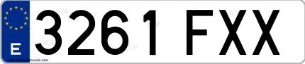 Ejemplo de matrícula española 3261 FXX