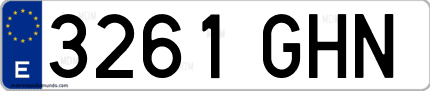 Ejemplo de matrícula de coche ordinaria 3261 GHN