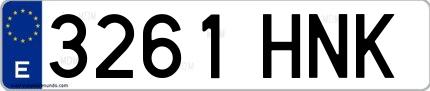 Ejemplo de matrícula española 3261 HNK