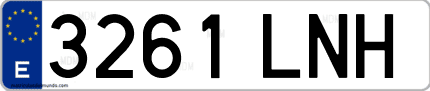 Ejemplo de matrícula de coche ordinaria 3261 LNH