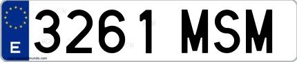 Ejemplo de matrícula española 3261 MSM