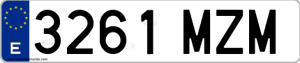Ejemplo de matrícula de coche ordinaria 3261 MZM